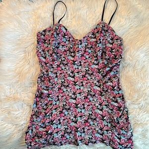 Womens Bisou Bisou Floral Halter Tank Adjustable Size Large